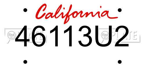 46113U2 California License Plate