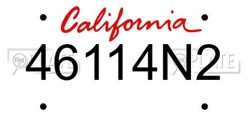 46114N2 California License Plate