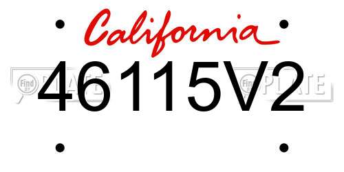 46115V2 California License Plate