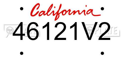 46121V2 California License Plate