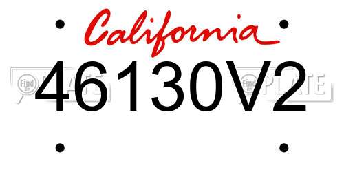 46130V2 California License Plate