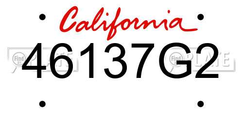 46137G2 California License Plate