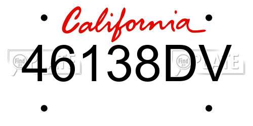46138DV California License Plate