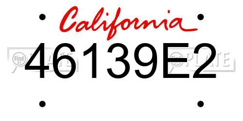 46139E2 California License Plate