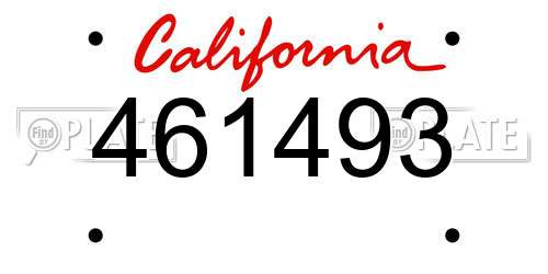 461493 California License Plate