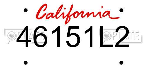46151L2 California License Plate