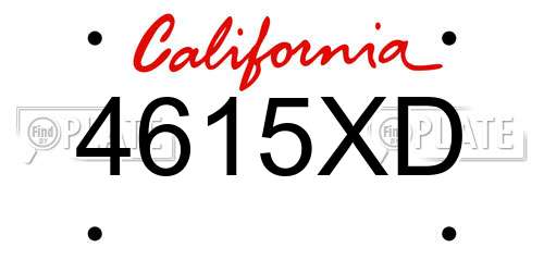 4615XD California License Plate