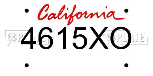 4615XO California License Plate