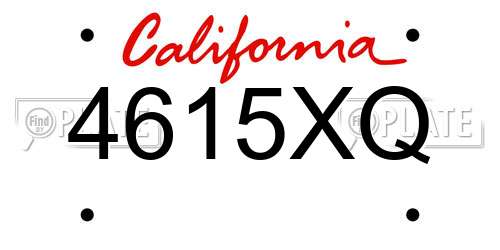 4615XQ California License Plate