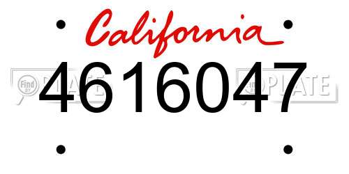 4616047 California License Plate