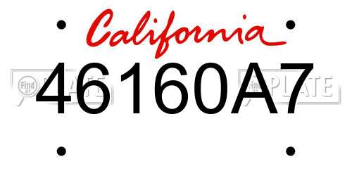 46160A7 California License Plate