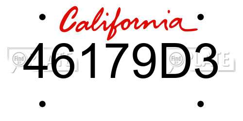 46179D3 California License Plate