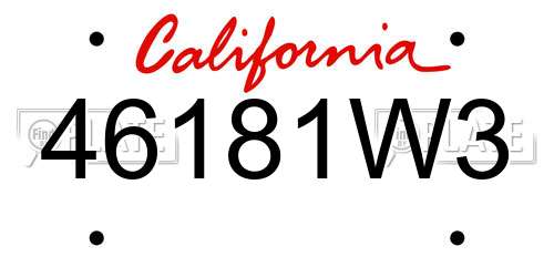 46181W3 California License Plate