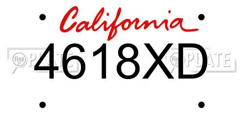 4618XD California License Plate