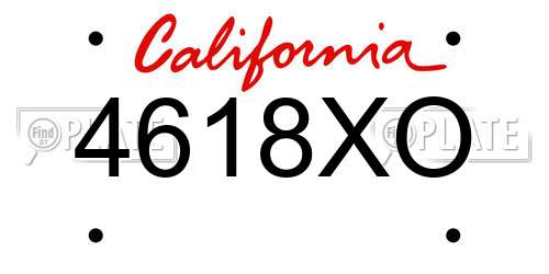 4618XO California License Plate