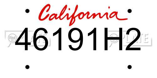 46191H2 California License Plate