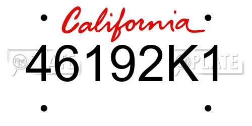 46192K1 California License Plate