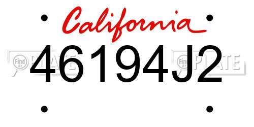 46194J2 California License Plate
