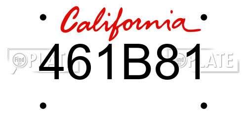 461B81 California License Plate