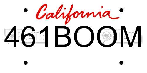 461BOOM California License Plate