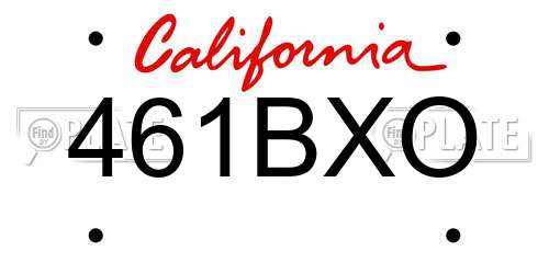 461BXO California License Plate