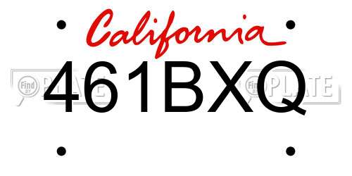 461BXQ California License Plate