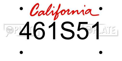 461S51 California License Plate