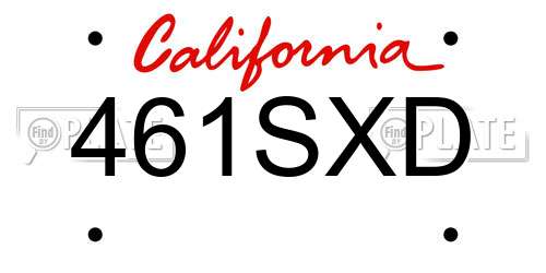 461SXD California License Plate