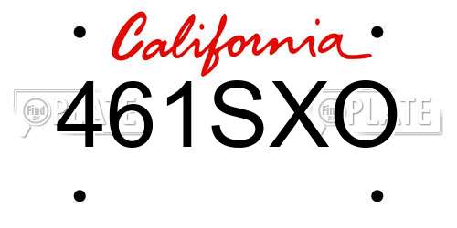 461SXO California License Plate