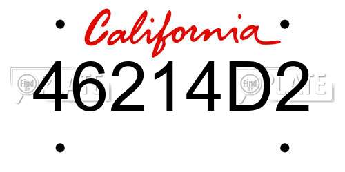 46214D2 California License Plate