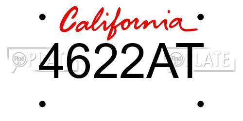 4622AT California License Plate