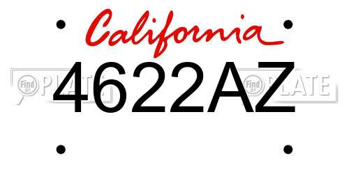 4622AZ California License Plate