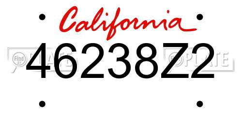 46238Z2 California License Plate