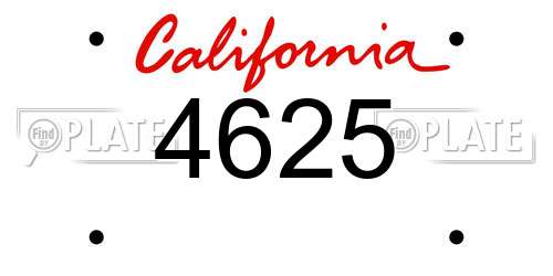 4625 California License Plate