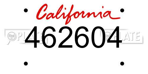 462604 California License Plate