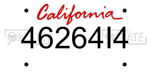 46264I4 California License Plate