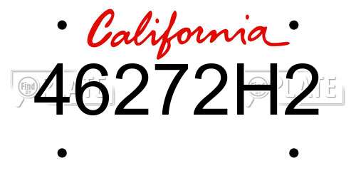 46272H2 California License Plate