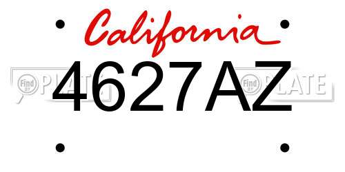 4627AZ California License Plate