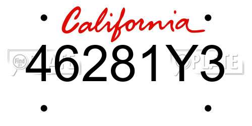 46281Y3 California License Plate
