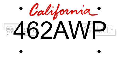 462AWP California License Plate