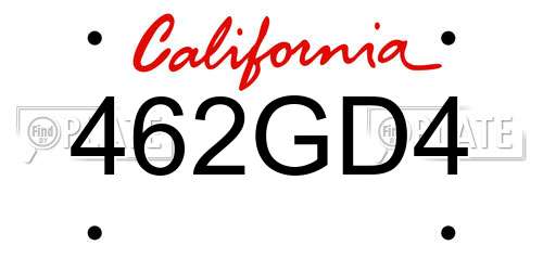 462GD4 California License Plate