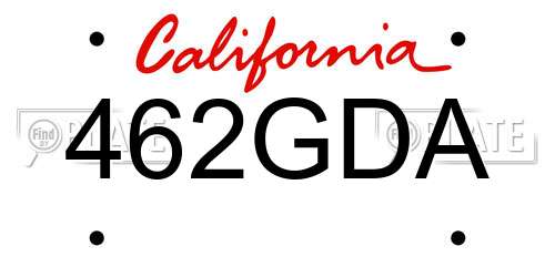 462GDA California License Plate