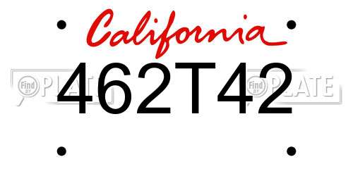 462T42 California License Plate
