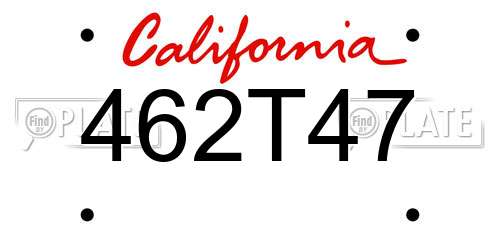 462T47 California License Plate