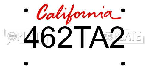 462TA2 California License Plate