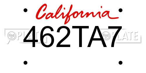 462TA7 California License Plate