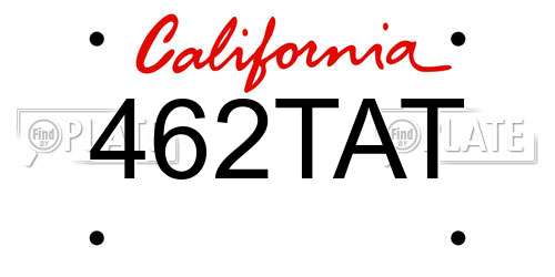 462TAT California License Plate