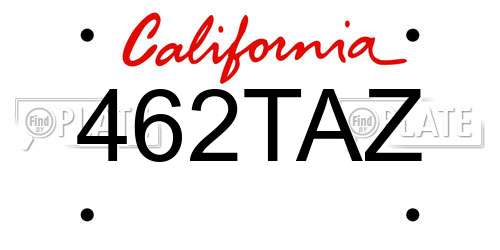 462TAZ California License Plate