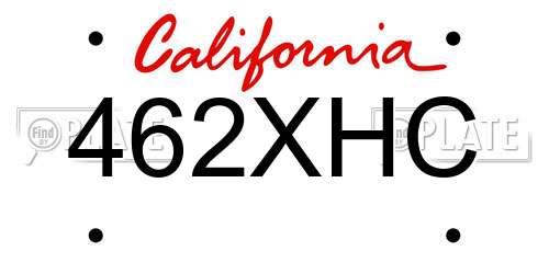 462XHC California License Plate
