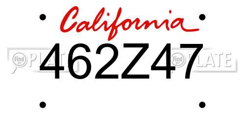 462Z47 California License Plate